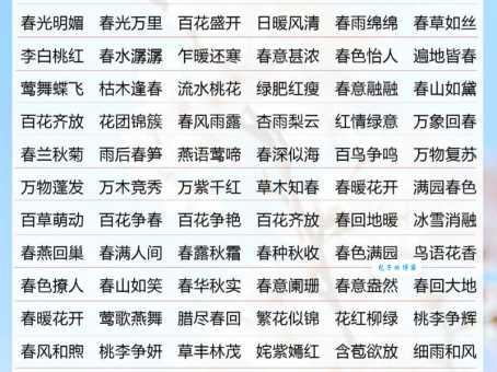 描写春天的四字成语有哪些?赶紧收藏这份春意满满的成语大全!