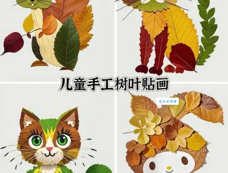 「树叶画手工贴画」采叶筑巢树叶画的简单做法