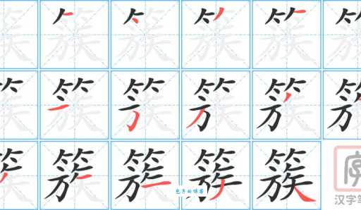 汉字“簇”的读音、意思、用法、释义、造句