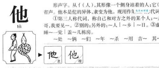他组词 解答他组词有哪些与他的笔顺怎么写！