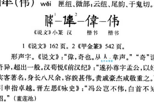 汉字“伟”的读音、意思、用法、释义、造句