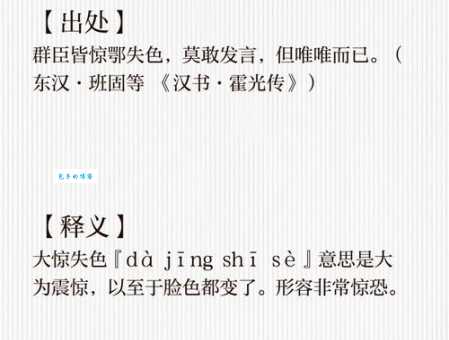 惊惶失色的意思解释、造句、出处典故、成语接龙
