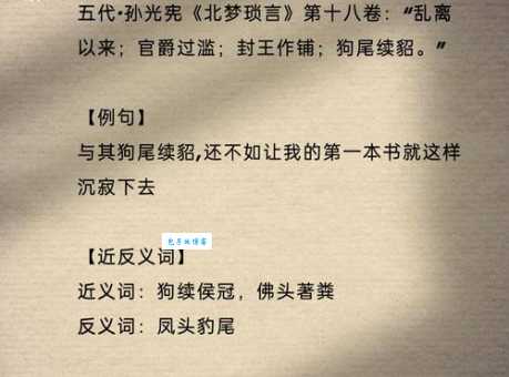 狗尾续貂的意思_狗尾续貂的近义词｜反义词_狗尾续貂造句例句