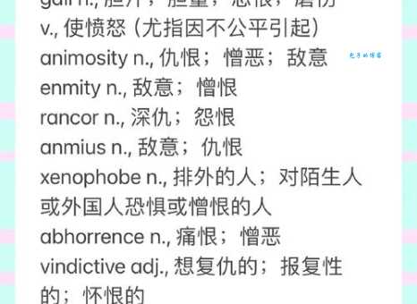怨恨近义词大全及例句:帮你精准表达情绪