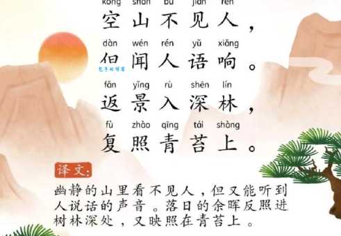 返景入深林，复照青苔上。