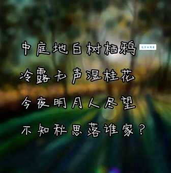 今夜月明人尽望，不知秋思落谁家。