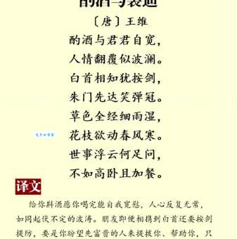 酌酒与君君自宽，人情翻覆似波澜。