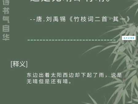 东边日出西边雨，道是无晴却有晴。