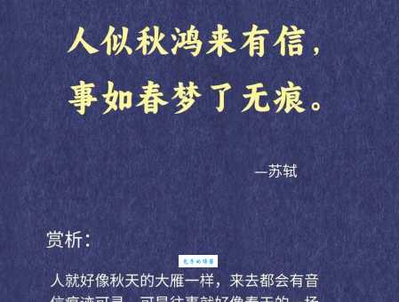 人似秋鸿来有信，事如春梦了无痕。