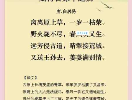 离离原上草，一岁一枯荣。