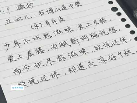 而今识尽愁滋味，欲说还休。