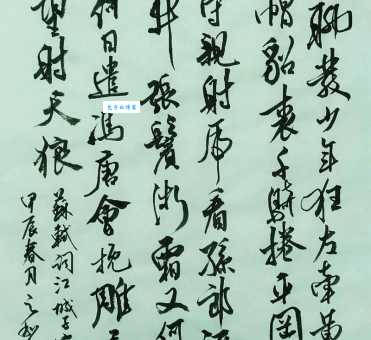 老夫聊发少年狂，左牵黄，右擎苍，锦帽貂裘，千骑卷平冈。