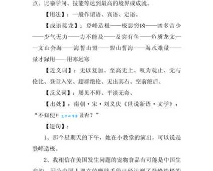 登峰造极的意思