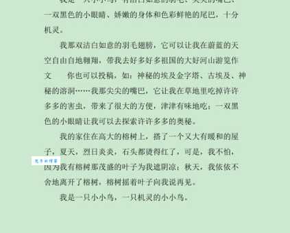 鸟儿是大自然的歌手写一段话，三年级小练笔续写（共14段）