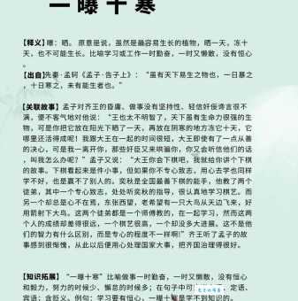 一曝十寒的意思是什么 这个成语原来这么有趣
