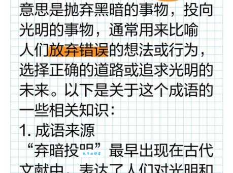弃暗投明意思和用法:成语背后的故事